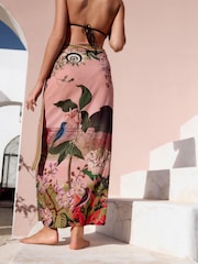 Pink Scenic Floral Kew Collection Maxi Sarong - Image 4 of 8