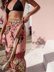 Pink Scenic Floral Kew Collection Maxi Sarong - Image 5 of 8