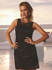 Friends Like These Black Crochet Millie Mackintosh Shift Dress - Image 2 of 5