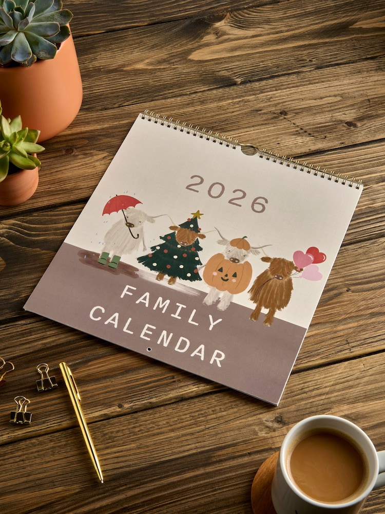 Natural Hamish the Highland Cow 2026 Family Calendar - Image 1 of 4 Natural Hamish the Highland Cow 2026 Family Calendar - Image 1 of 4