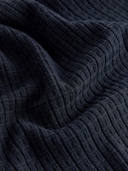 Navy Blue Texture Regular Fit Textured Essential Long Sleeve Knitted Polo Shirt - Image 6 of 7