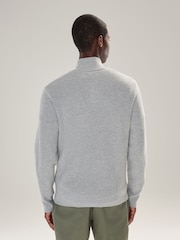 Grey Regular Fit Essential Ribbed Quarter Zip Neck Jumper - Image 3 of 4