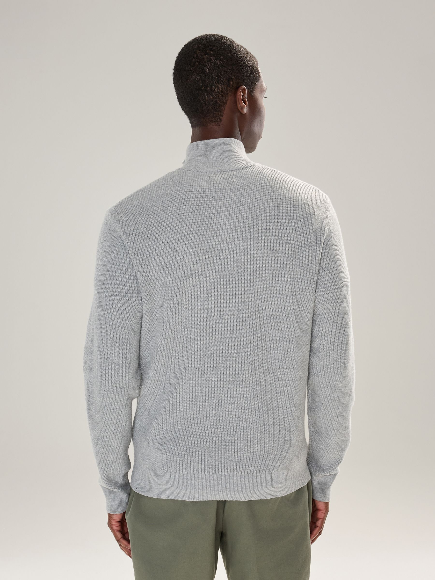 Buy Grey Regular Fit Essential Ribbed Quarter Zip Neck Jumper from