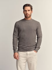 Neutral Crew Neck Regular Fit Essential Textured Knit Jumper - Image 1 of 7