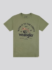 Wrangler Green Boys Tiger Print 100% Cotton T-Shirt - Image 1 of 4