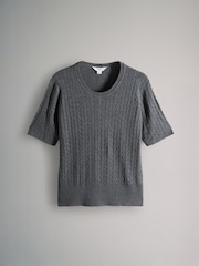 The Set Grey Marl 2 Pack Cable Knitted Jumper T-Shirts - Image 3 of 5