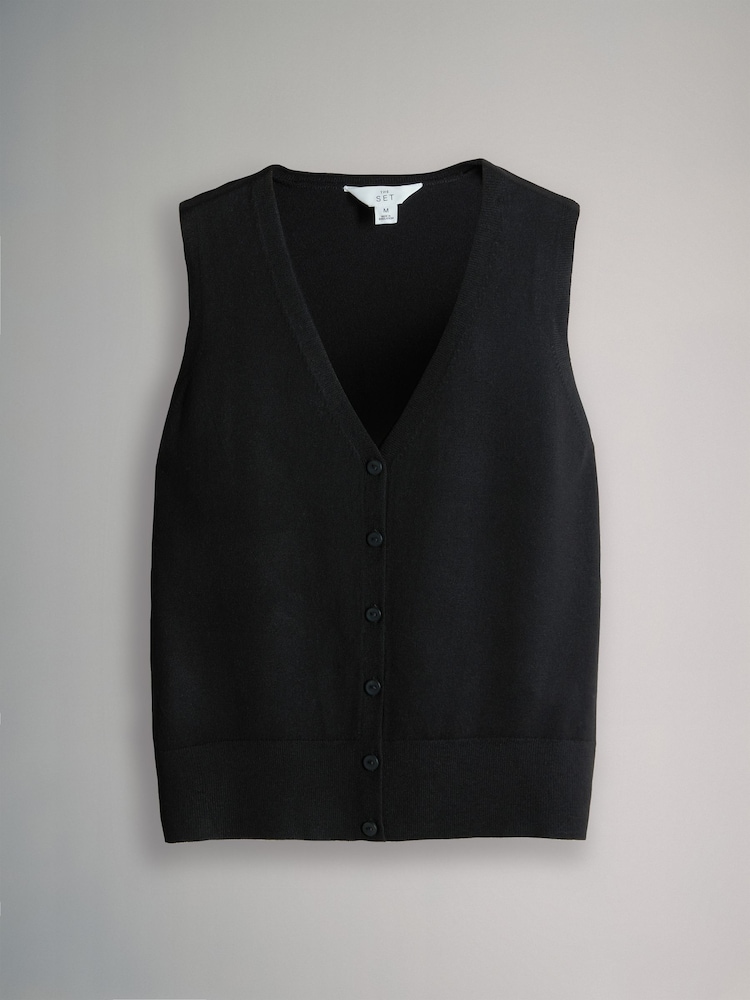 The Set Black/Taupe Brown Button Through Knitted Vests 2 Pack - Image 2 of 5