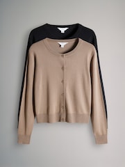 The Set Black/Neutral 2 Pack Fine Knit Button Through Cardigans - Image 1 of 5