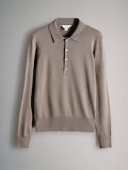 The Set Black/Taupe Brown/Cream 3 Pack Fine Knit Collared Polo Shirts - Image 2 of 6