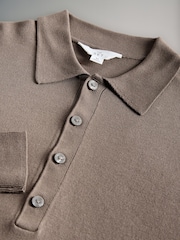 The Set Black/Taupe Brown/Cream 3 Pack Fine Knit Collared Polo Shirts - Image 5 of 6