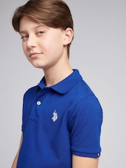 U.S. Polo Assn. Blue Dark Boys Double Horsemen 100% Cotton Polo Shirt - Image 2 of 8