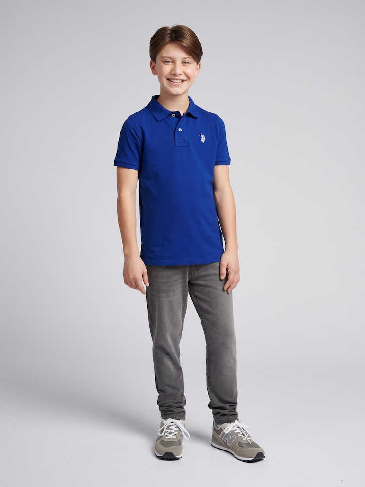 U.S. Polo Assn. Blue Dark Boys Double Horsemen 100% Cotton Polo Shirt - Image 3 of 8