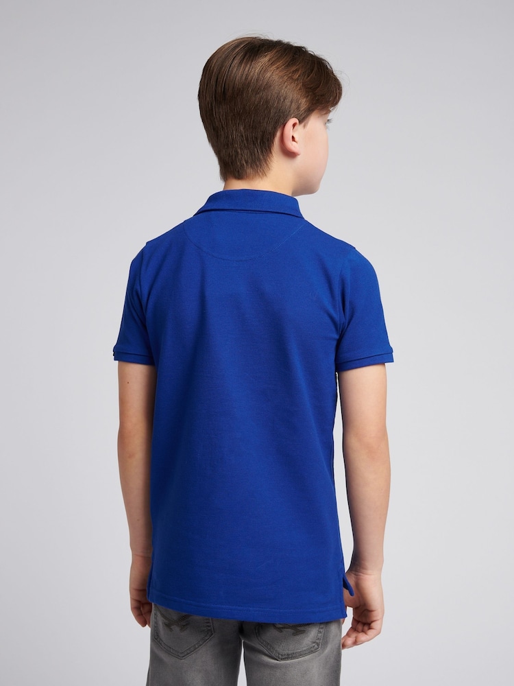U.S. Polo Assn. Blue Dark Boys Double Horsemen 100% Cotton Polo Shirt - Image 4 of 8