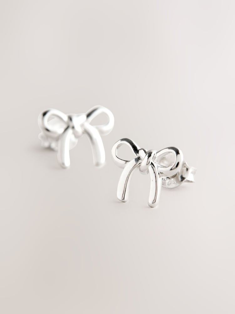 Sterling Silver Bow Stud Earrings - Image 2 of 3
