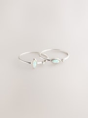 Sterling Silver Opal Effect Rings 2 Pack - Image 3 of 5