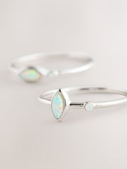 Sterling Silver Opal Effect Rings 2 Pack - Image 4 of 5