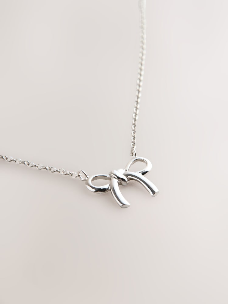 Sterling Silver Bow Necklace - Image 2 of 3