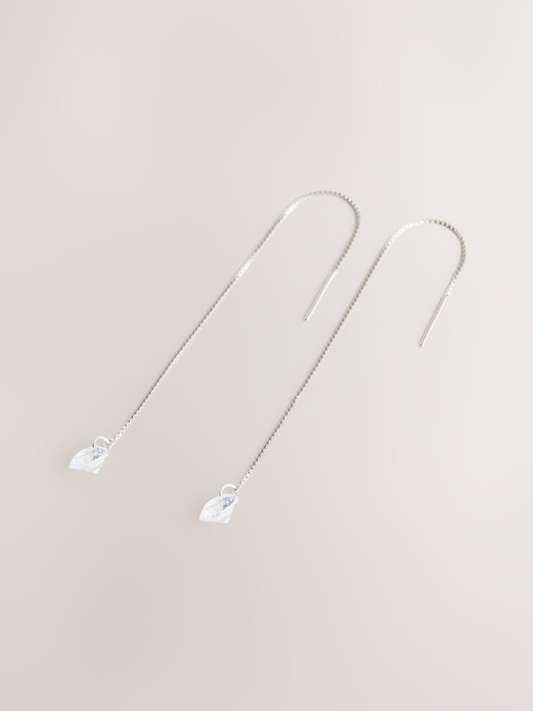 Sterling Silver Cubic Zirconia Pull Through Earrings - Image 1 of 3