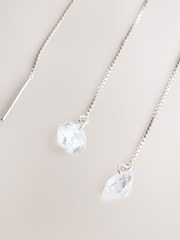 Sterling Silver Cubic Zirconia Pull Through Earrings - Image 2 of 3