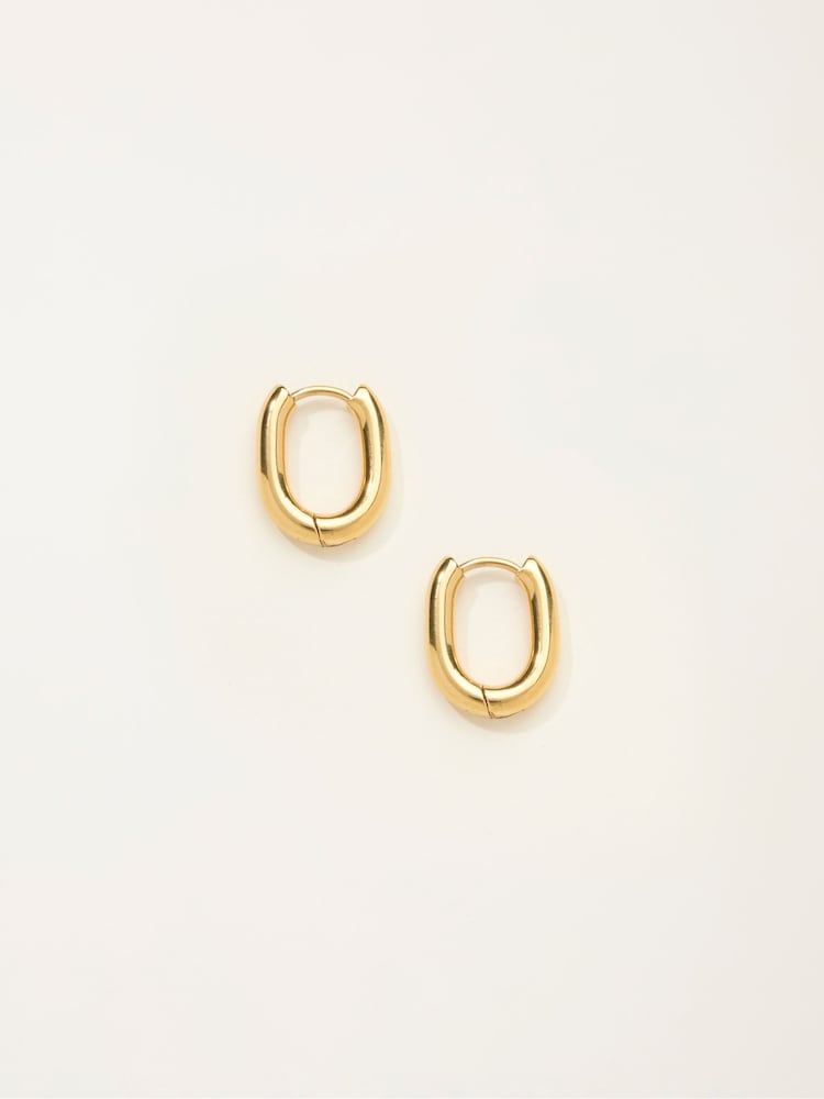 FatFace Gold Plated Waterproof Oval Hoop Earrings - Image 1 of 2 FatFace Gold Plated Waterproof Oval Hoop Earrings - Image 1 of 2