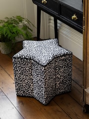 Rockett St George Monochrome Leopard Velvet Star Stool - Image 1 of 5