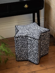 Rockett St George Monochrome Leopard Velvet Star Stool - Image 2 of 5