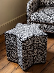 Rockett St George Monochrome Leopard Velvet Star Stool - Image 3 of 5