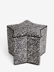 Rockett St George Monochrome Leopard Velvet Star Stool - Image 6 of 6