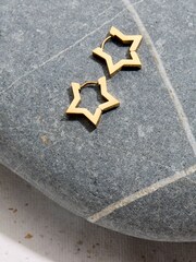 FatFace Gold Tone Waterproof Star Hoop Earrings - Image 2 of 2