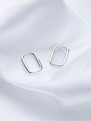 FatFace Silver Sterling Silver Oval Hoop Earrings - Image 2 of 2
