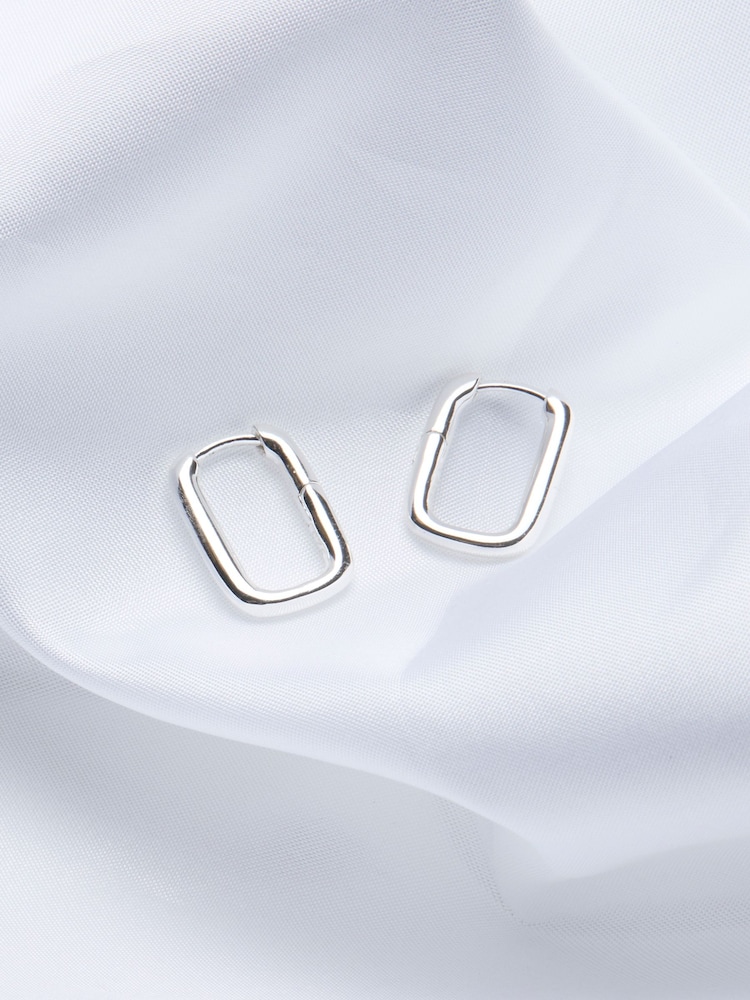 FatFace Silver Sterling Silver Oval Hoop Earrings - Image 2 of 2 FatFace Silver Sterling Silver Oval Hoop Earrings - Image 2 of 2