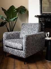 Rockett St George Monochrome Leopard Velvet The Edie Accent Chair - Image 1 of 8