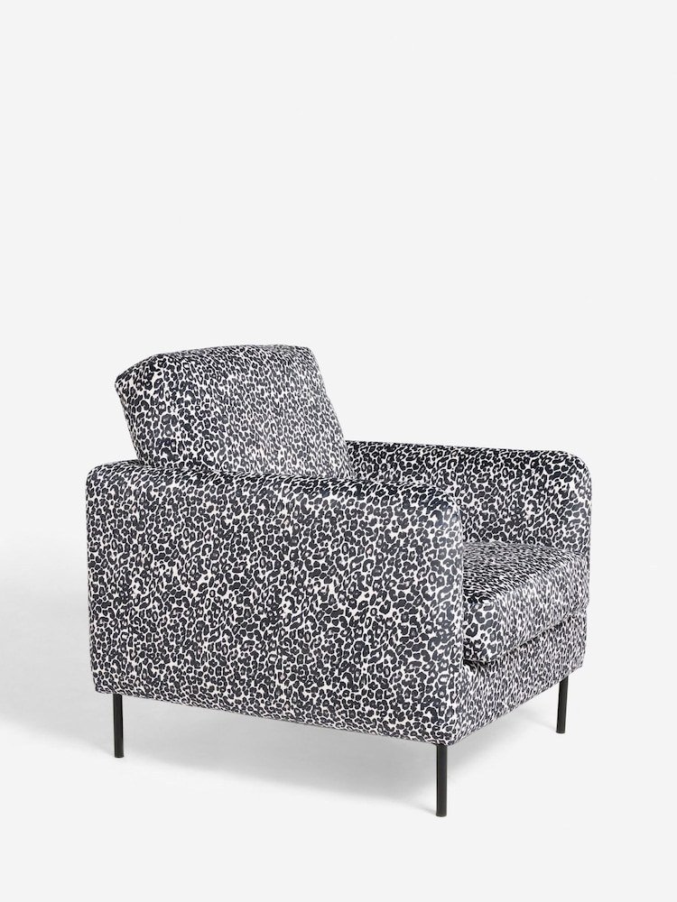 Rockett St George Monochrome Leopard Velvet The Edie Accent Chair - Image 2 of 8