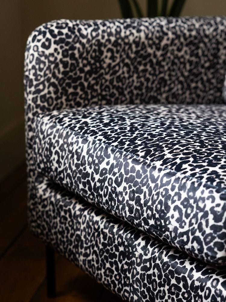 Rockett St George Monochrome Leopard Velvet The Edie Accent Chair - Image 8 of 8