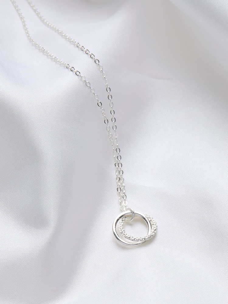 FatFace Silver Sterling Silver Double Disc Necklace - Image 2 of 2 FatFace Silver Sterling Silver Double Disc Necklace - Image 2 of 2