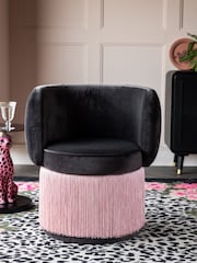 Rockett St George Graphite Grey Luxe Needlecord Velvet Coctail Hour Accent Chair with Tassel - Image 2 of 9