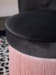 Rockett St George Graphite Grey Luxe Needlecord Velvet Coctail Hour Accent Chair with Tassel - Image 4 of 9