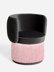 Rockett St George Graphite Grey Luxe Needlecord Velvet Coctail Hour Accent Chair with Tassel - Image 5 of 9