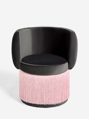 Rockett St George Graphite Grey Luxe Needlecord Velvet Coctail Hour Accent Chair with Tassel - Image 6 of 9