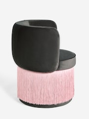 Rockett St George Graphite Grey Luxe Needlecord Velvet Coctail Hour Accent Chair with Tassel - Image 7 of 9