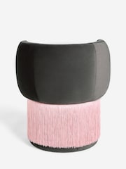 Rockett St George Graphite Grey Luxe Needlecord Velvet Coctail Hour Accent Chair with Tassel - Image 8 of 9