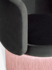 Rockett St George Graphite Grey Luxe Needlecord Velvet Coctail Hour Accent Chair with Tassel - Image 9 of 9