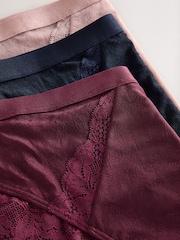 Navy/Berry/Pink High Waist Lace Trim Knickers 3 Pack - Image 11 of 11