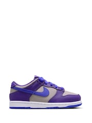 Nike Grey Purple Blue Junior Dunk Low Trainers - Image 1 of 8