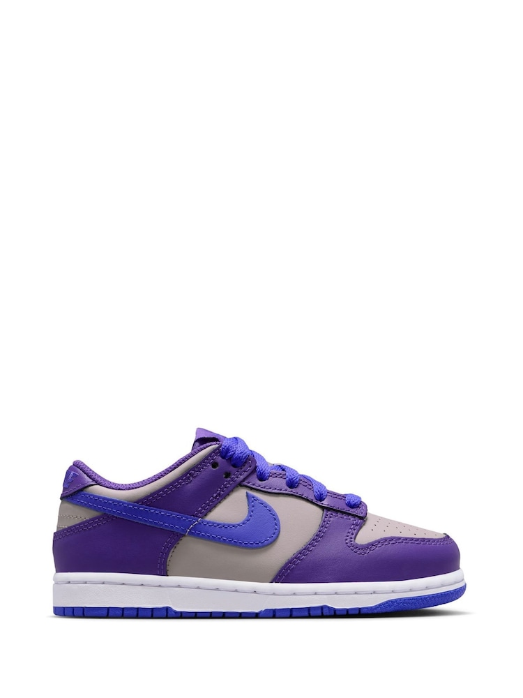 Nike Grey Purple Blue Junior Dunk Low Trainers - Image 1 of 8