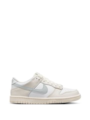 Nike Natural White/Silver Youth Dunk Low Trainers - Image 1 of 9
