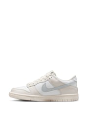 Nike Natural White/Silver Youth Dunk Low Trainers - Image 2 of 9