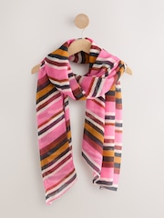 Pink Bright Plisse Stripe Lightweight Scarf - Image 1 of 3