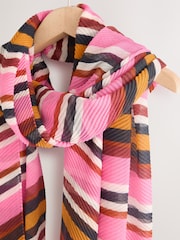 Pink Bright Plisse Stripe Lightweight Scarf - Image 2 of 3
