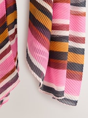 Pink Bright Plisse Stripe Lightweight Scarf - Image 3 of 3
